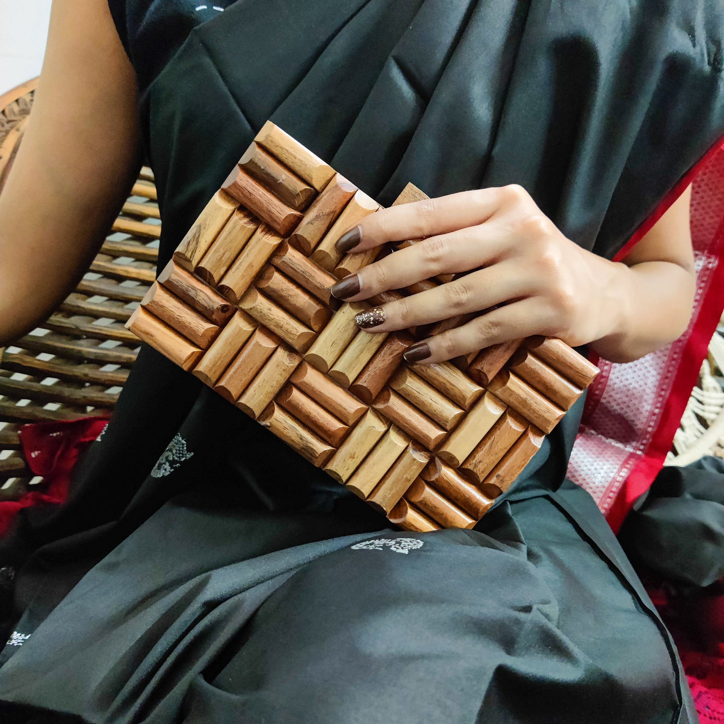 JASSI WOODEN CLUTCH CUM SLING BAG