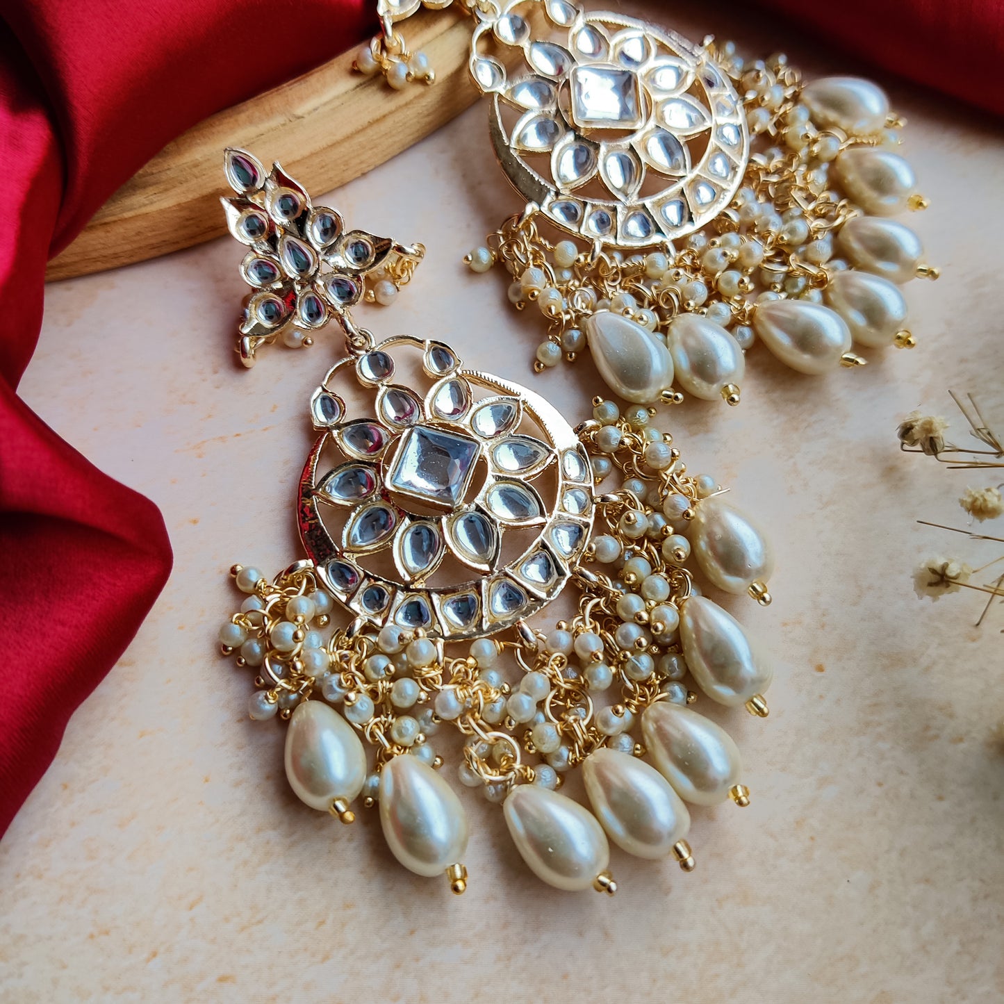 Yashi Kundan Chandbali Earrings - Golden