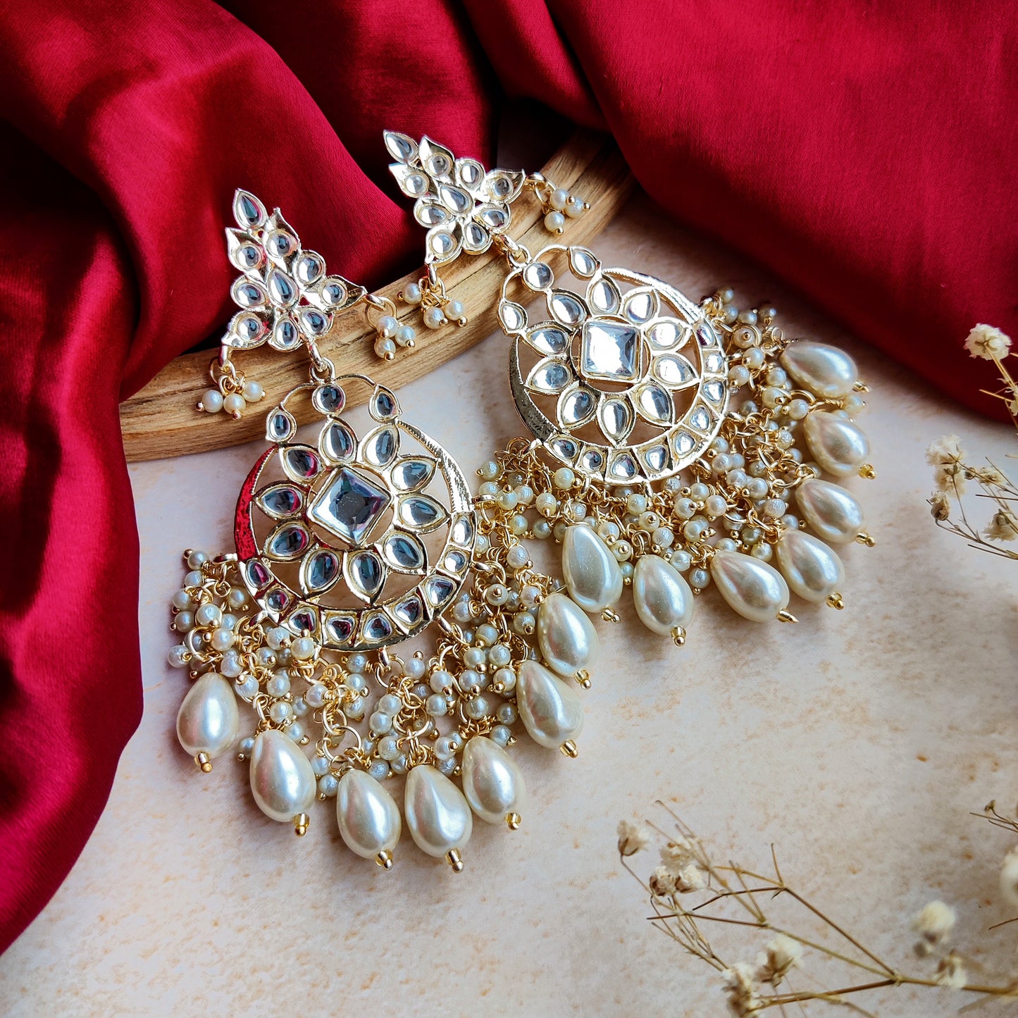 Yashi Kundan Chandbali Earrings - Golden