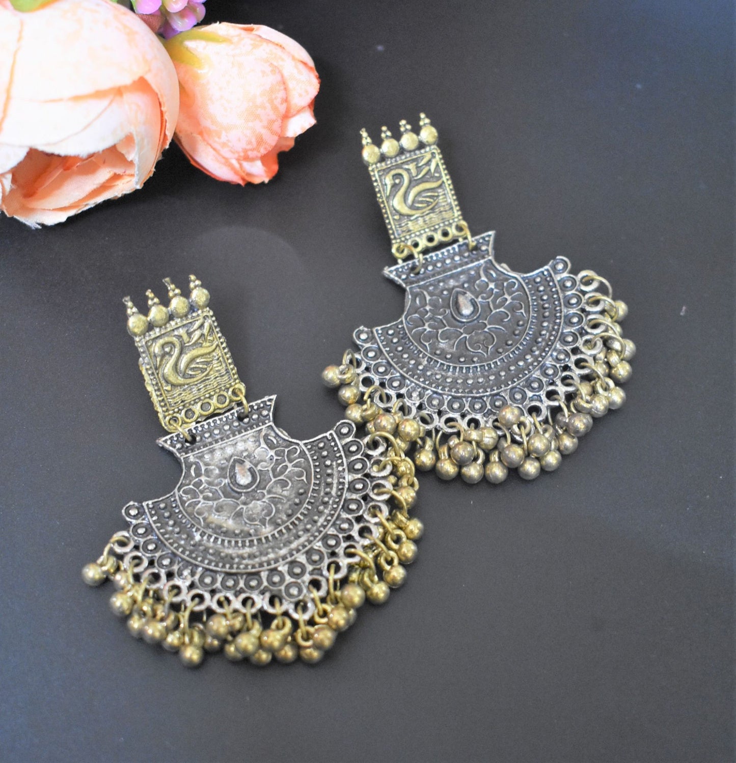 DUAL TONED OXIDIZED EARRING