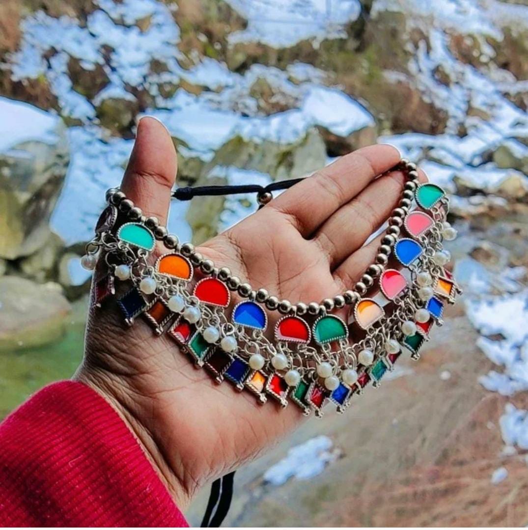 Fiza Half Moon Multi Colour Necklace Set