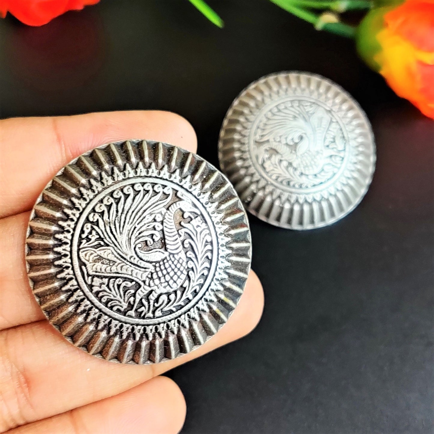 Peacock Embedded Sla Stud Earrings