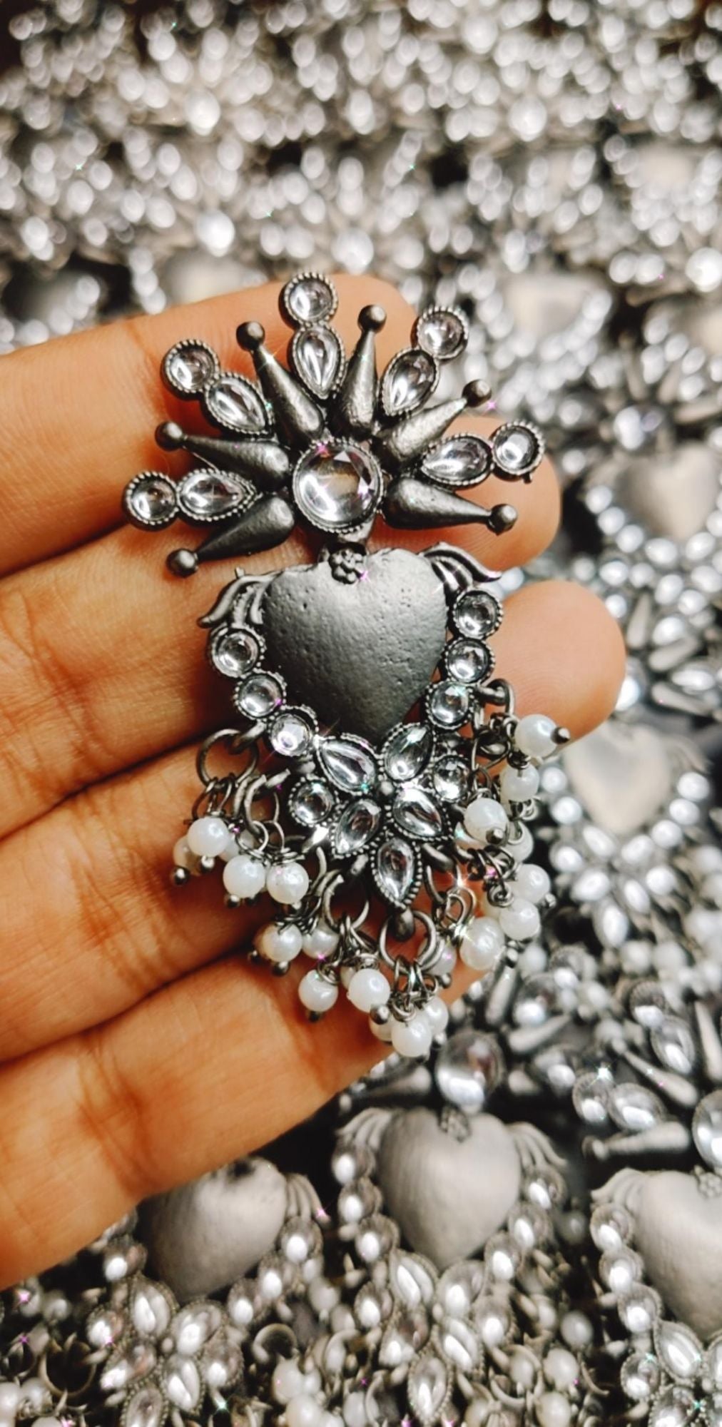 Saba Black Metal Earring