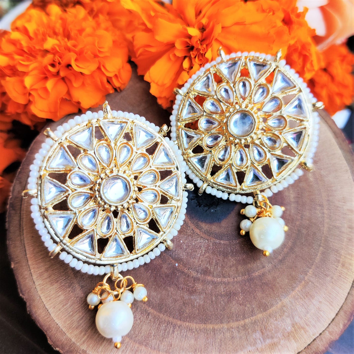 Subh Kundan Golden Stud Earring