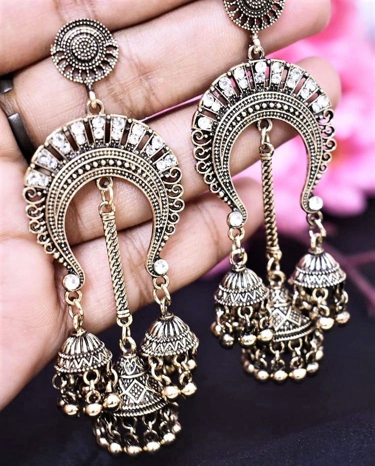 Copper Triple Jhumka Drop & Danglers