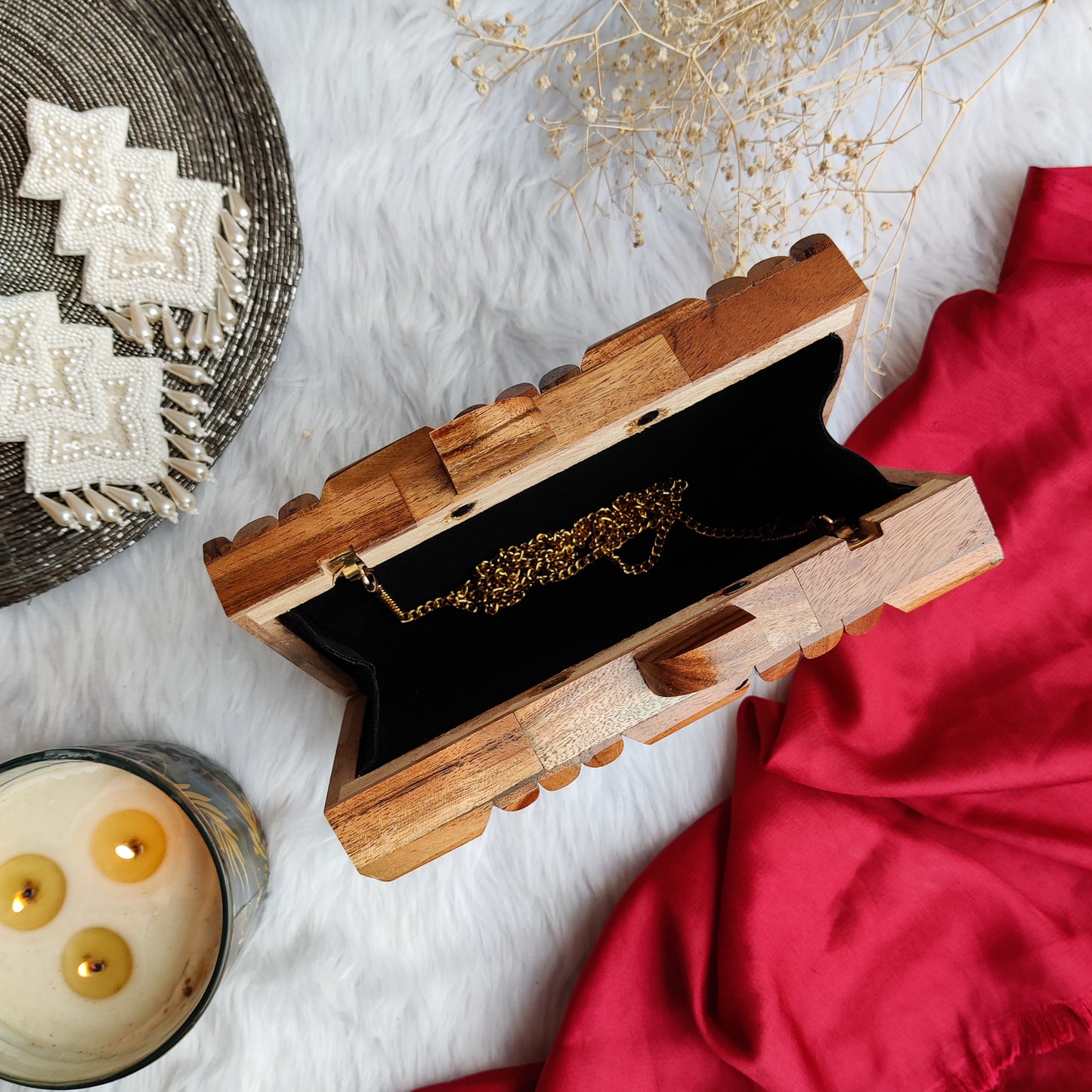 JASSI WOODEN CLUTCH CUM SLING BAG