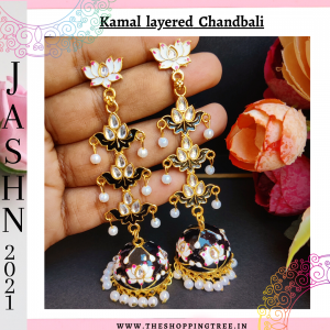 Kamal Layered Jhumka Earring - Black