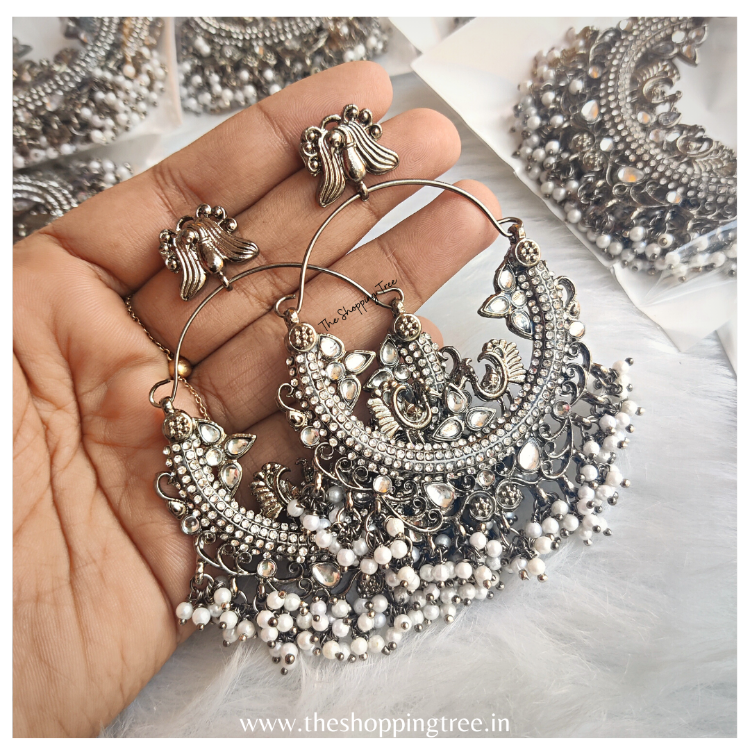 Aahana Black Metal Chandbali Earring