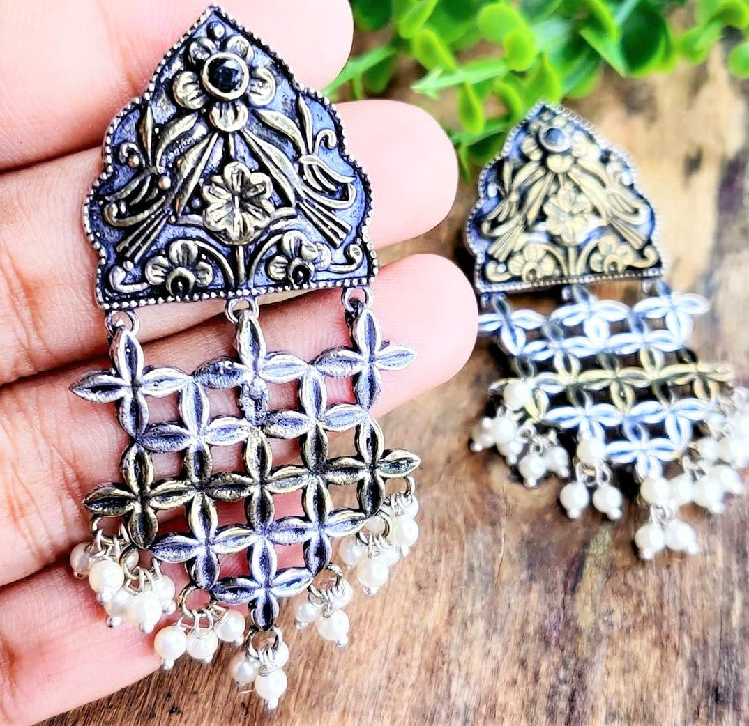 Fida Dual Tone Stud Earrings