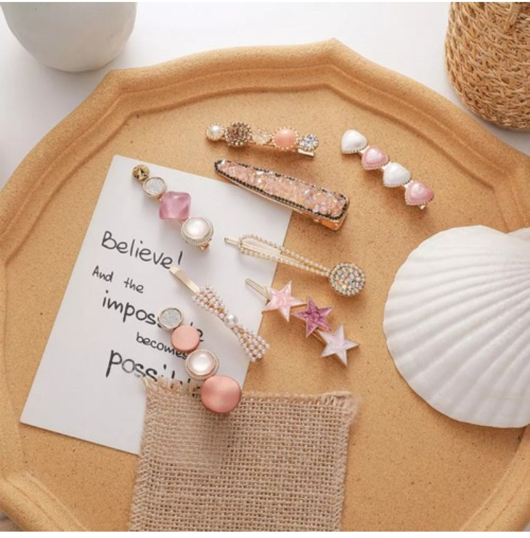 DAINTY KOREAN HAIR CLIPS - SET OF 8