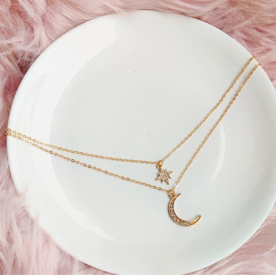 Star & Moon Combo Set (Earring -4 & Necklaces - 2)