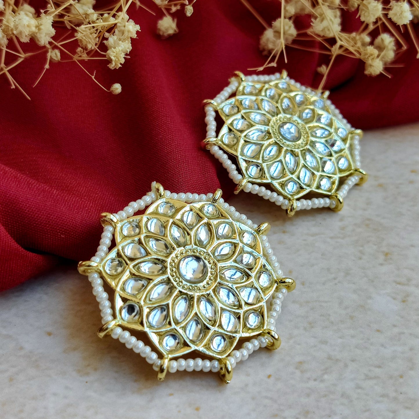 Mandala Dabi Kundan Golden Stud Earring