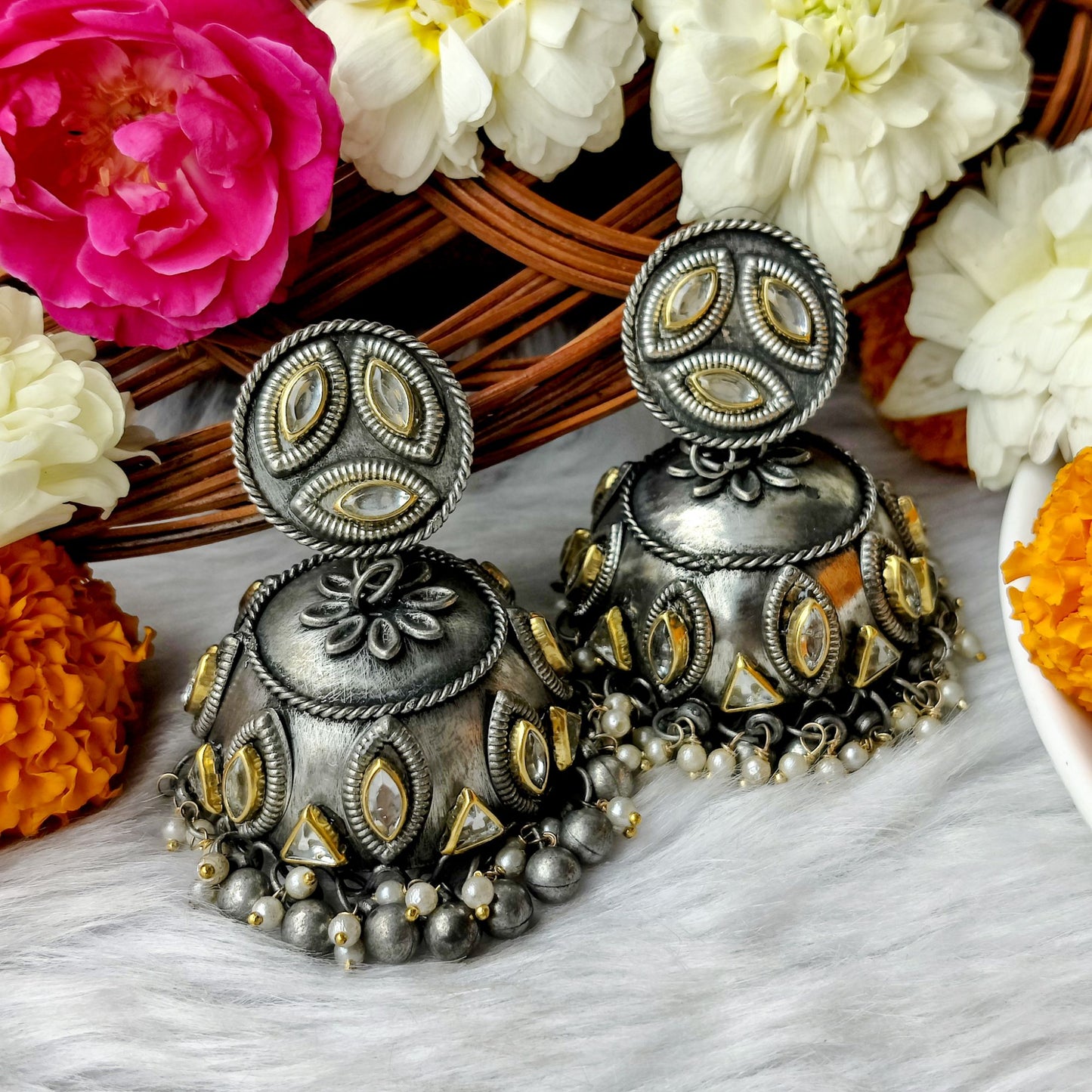 GAUHAR FUSION AFGHANI JHUMKA EARRINGS