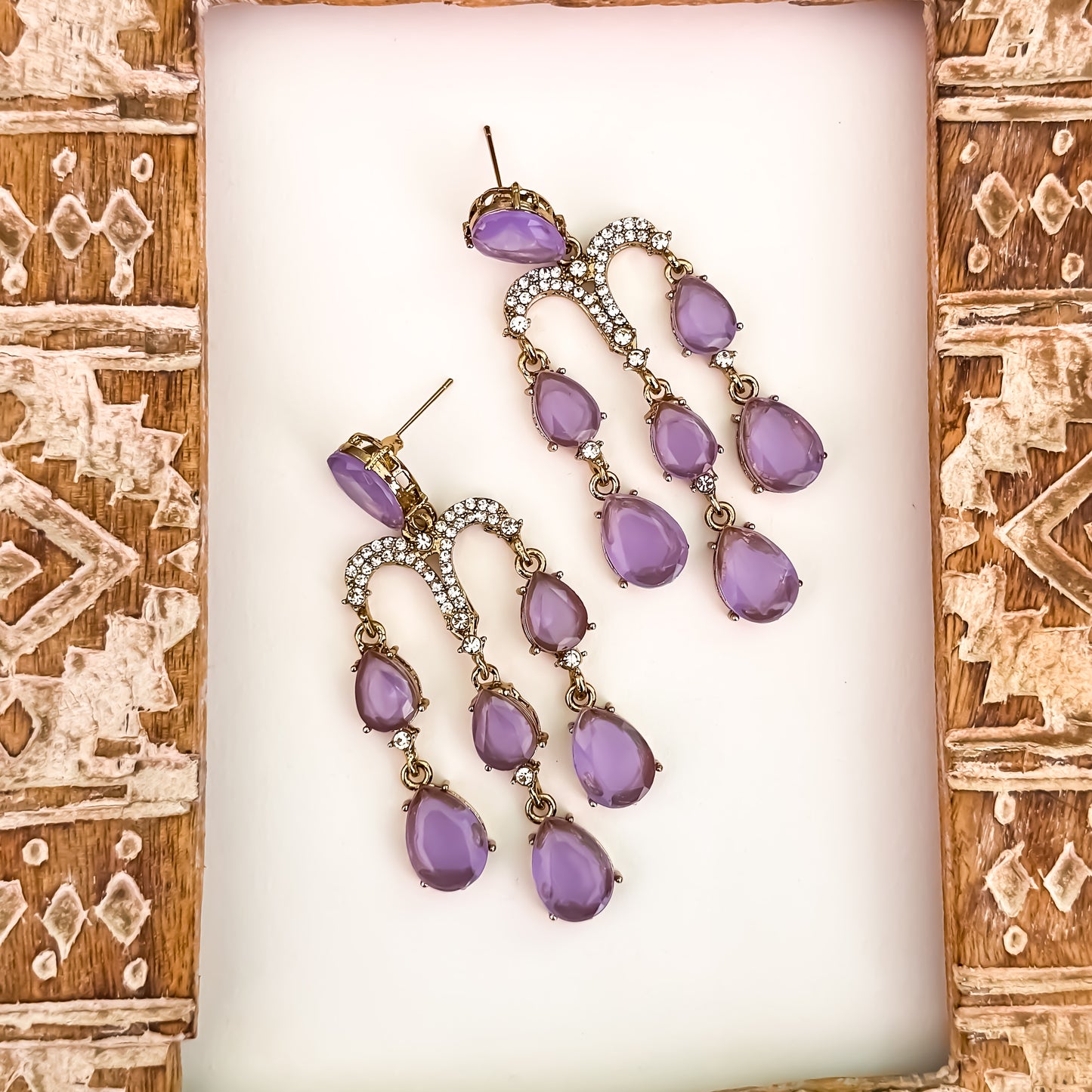 Sharon Chandelier Dangler Earrings - Lavender