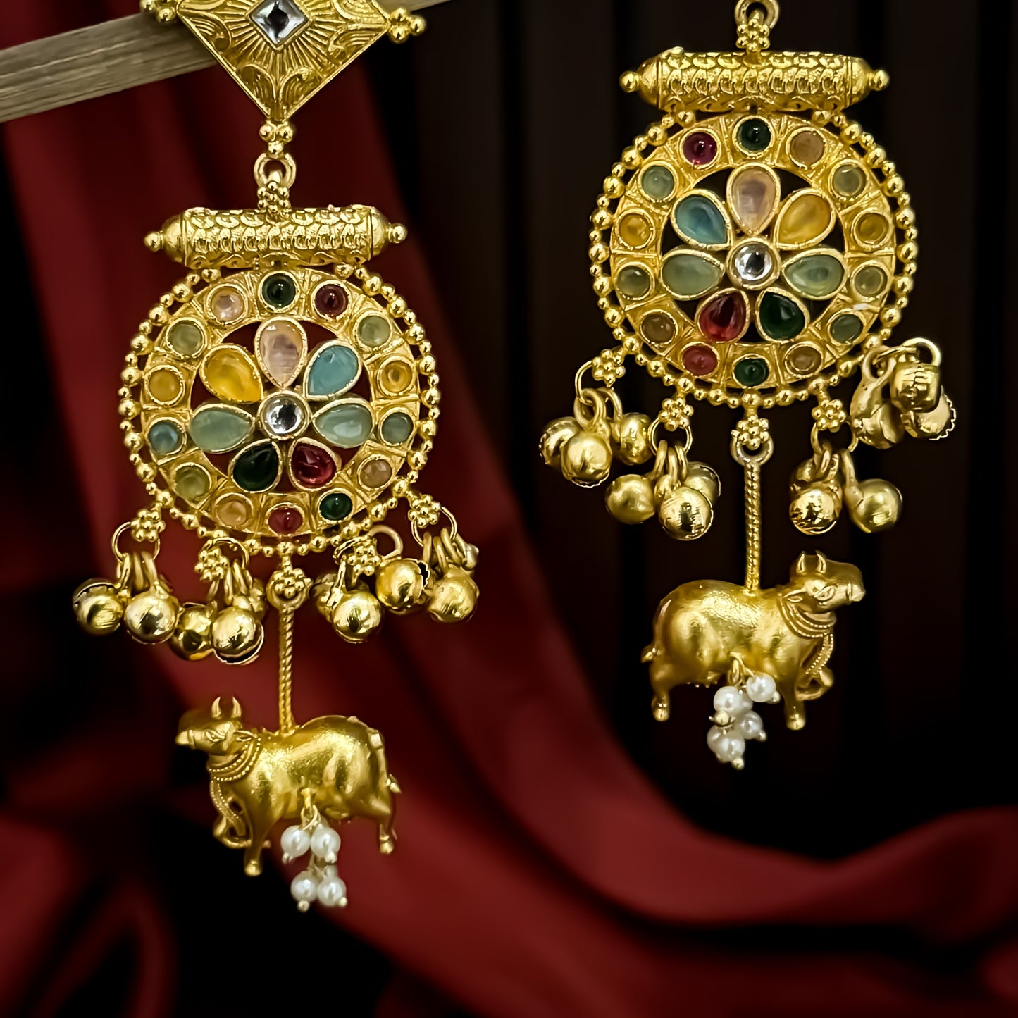 Nandi Designer Kashmiri Brass Earrings - Multi