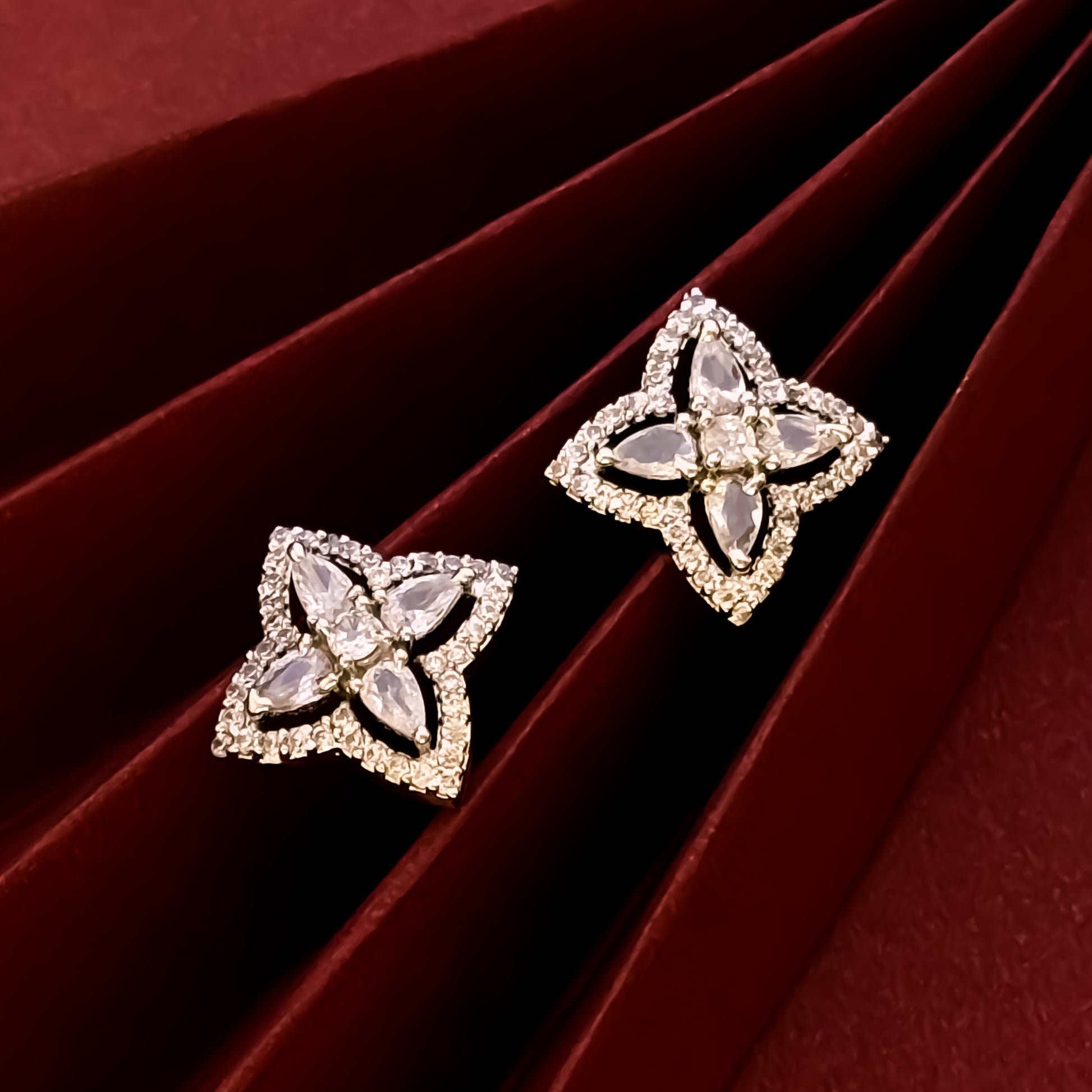 Eva American Diamond Silver Stud Earrings