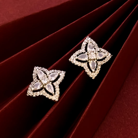 Eva American Diamond Silver Stud Earrings