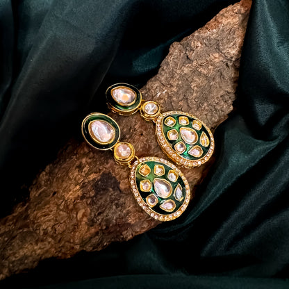 Kismat Kundan Earrings - Green