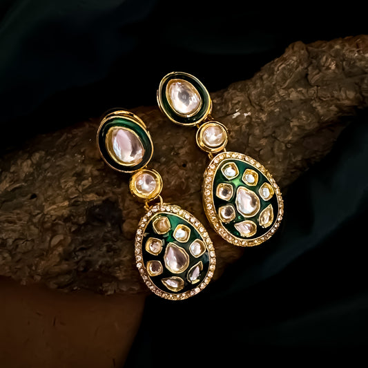 Kismat Kundan Earrings - Green