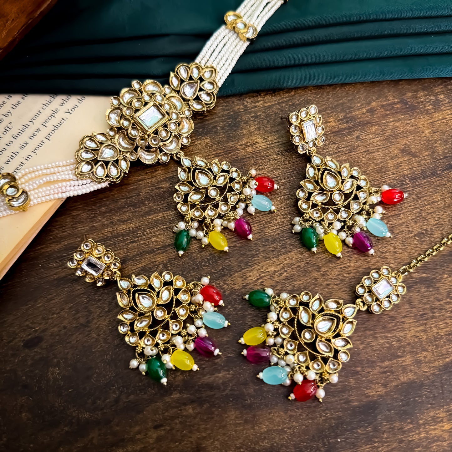 Jassit Dabi Kundan Necklace Set - Multi
