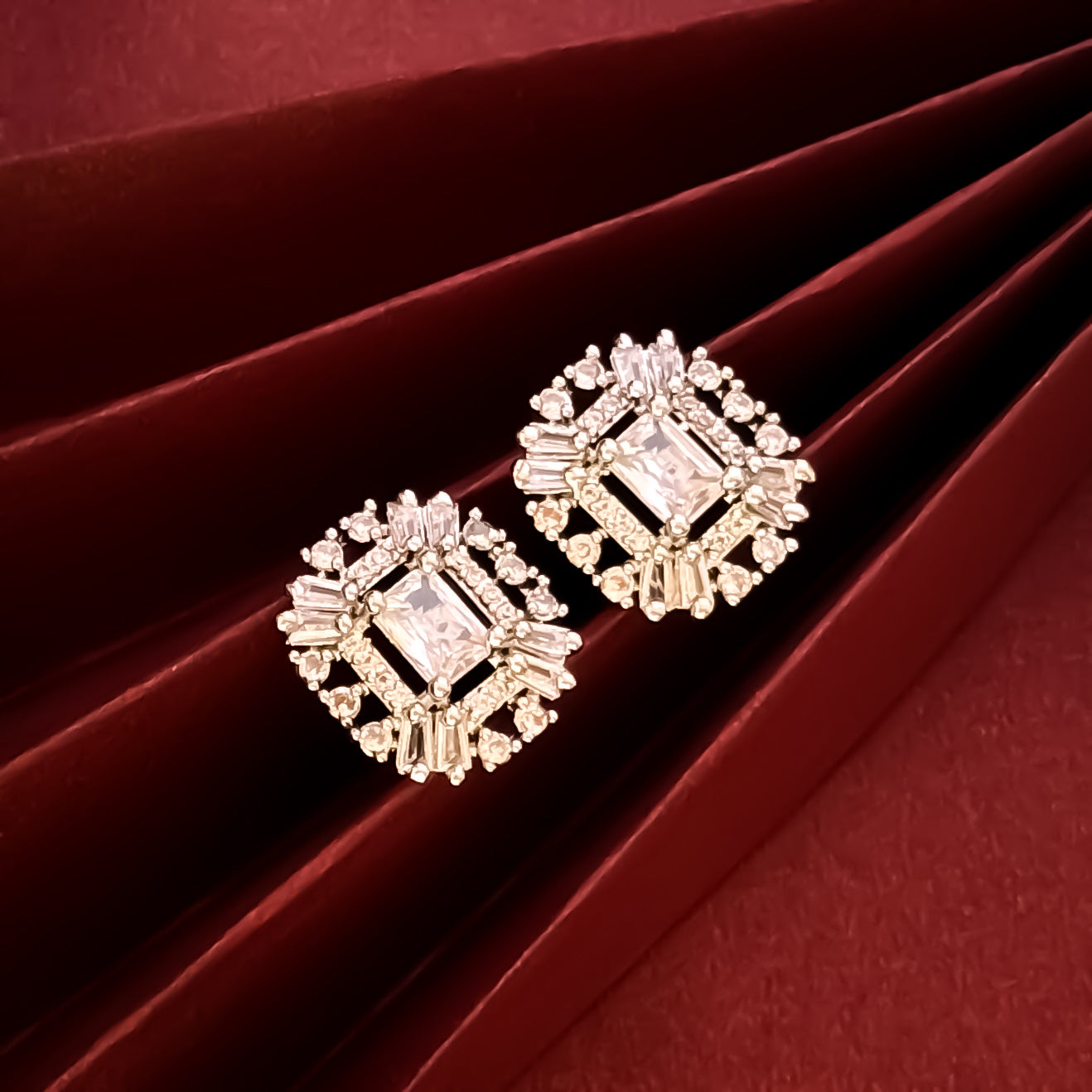 Anastasia American Diamond Stud Earrings - Crystal white