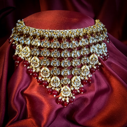 Sameera Premium Kundan Necklace Set - Maroon