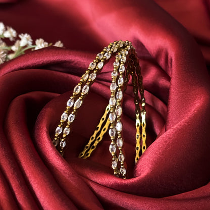 Eva Petals Premium AD Bangles Golden (Set of 4)