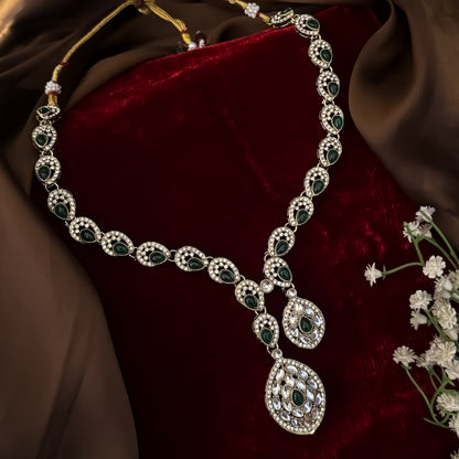 Emerald Green Dhrishya Kundan Necklace Set