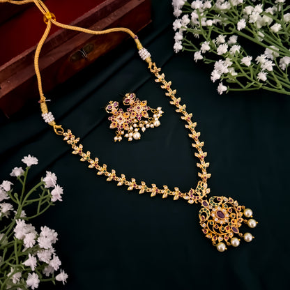 Kalini Peacock Motif American Diamond Studded Necklace Set