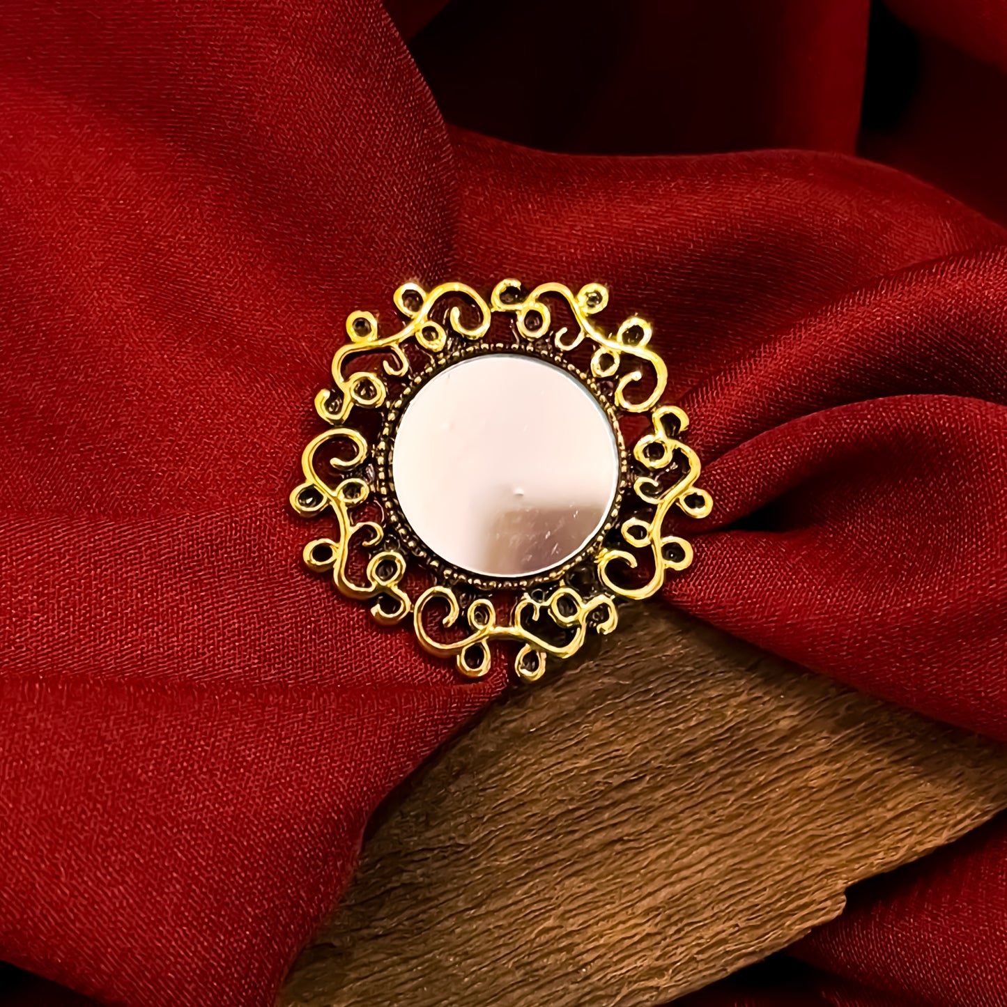 Kiana Mirror Statement Adjustable Ring - Golden