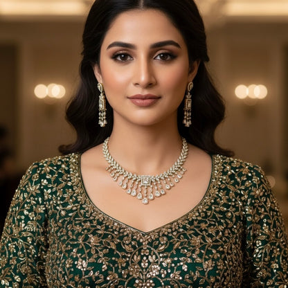 Nitara AD Necklace Set - Golden