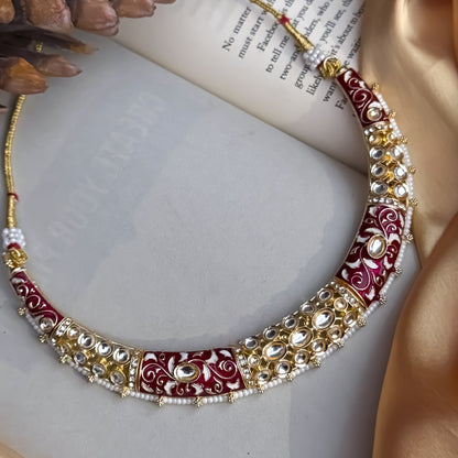 Malishka Meenakari Hasli Necklace Set - Purple