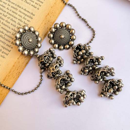 Ghunghroo Jhumka Earrings with Earchains