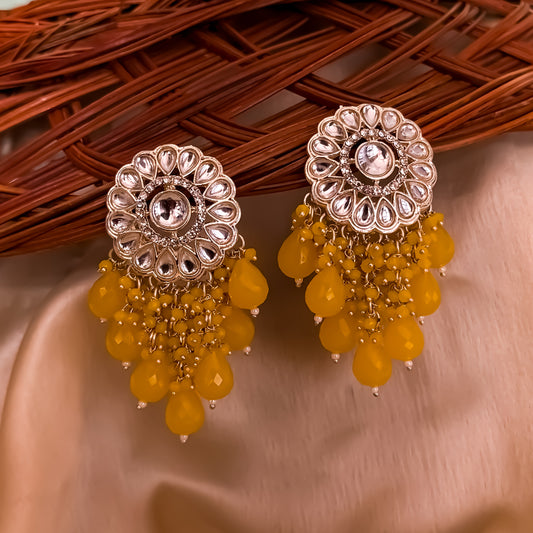 Myra Kundan Chandbali - Yellow