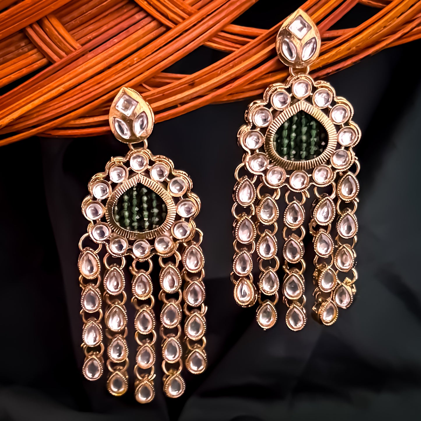 Darshana Chandbali Earrings- Green