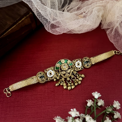 Green Afshan Kashmiri Ghungroo Adjustable Bracelet