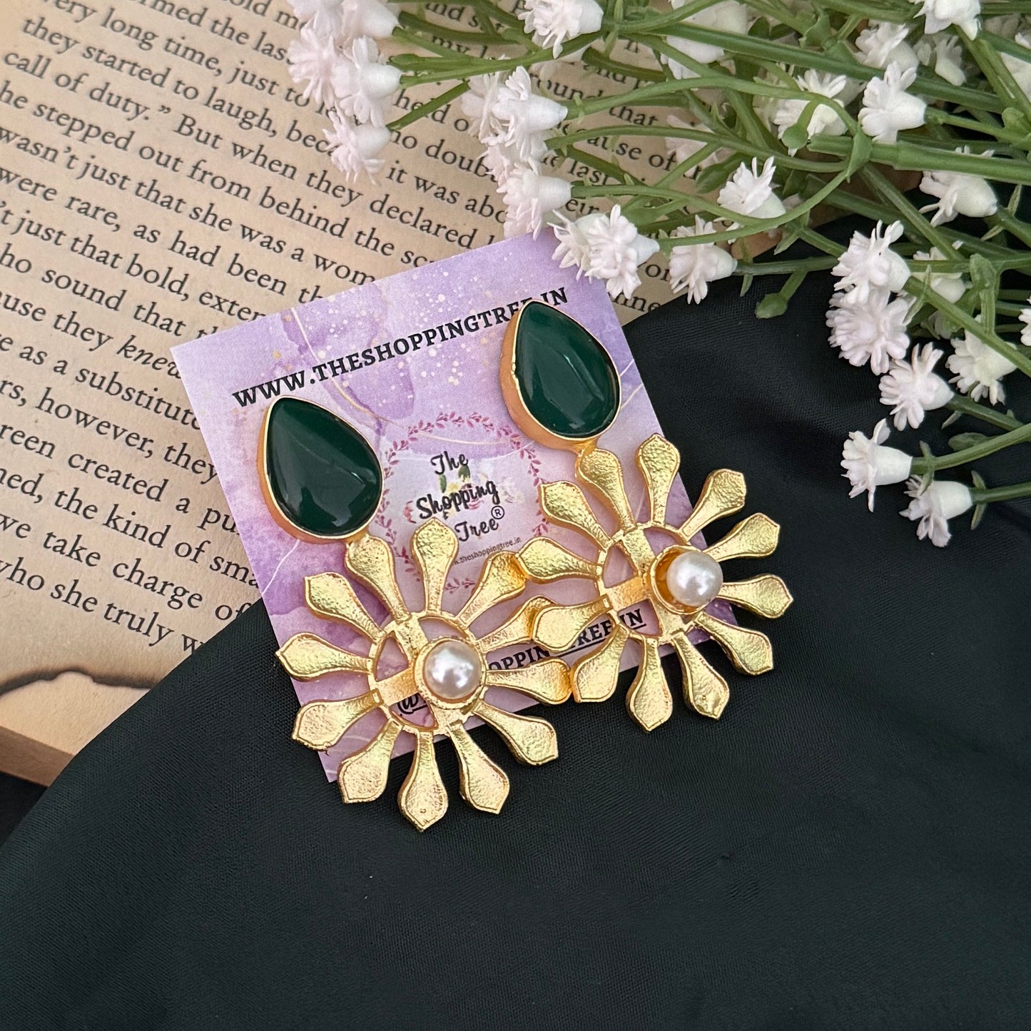 Brazy Brass Earrings - Green