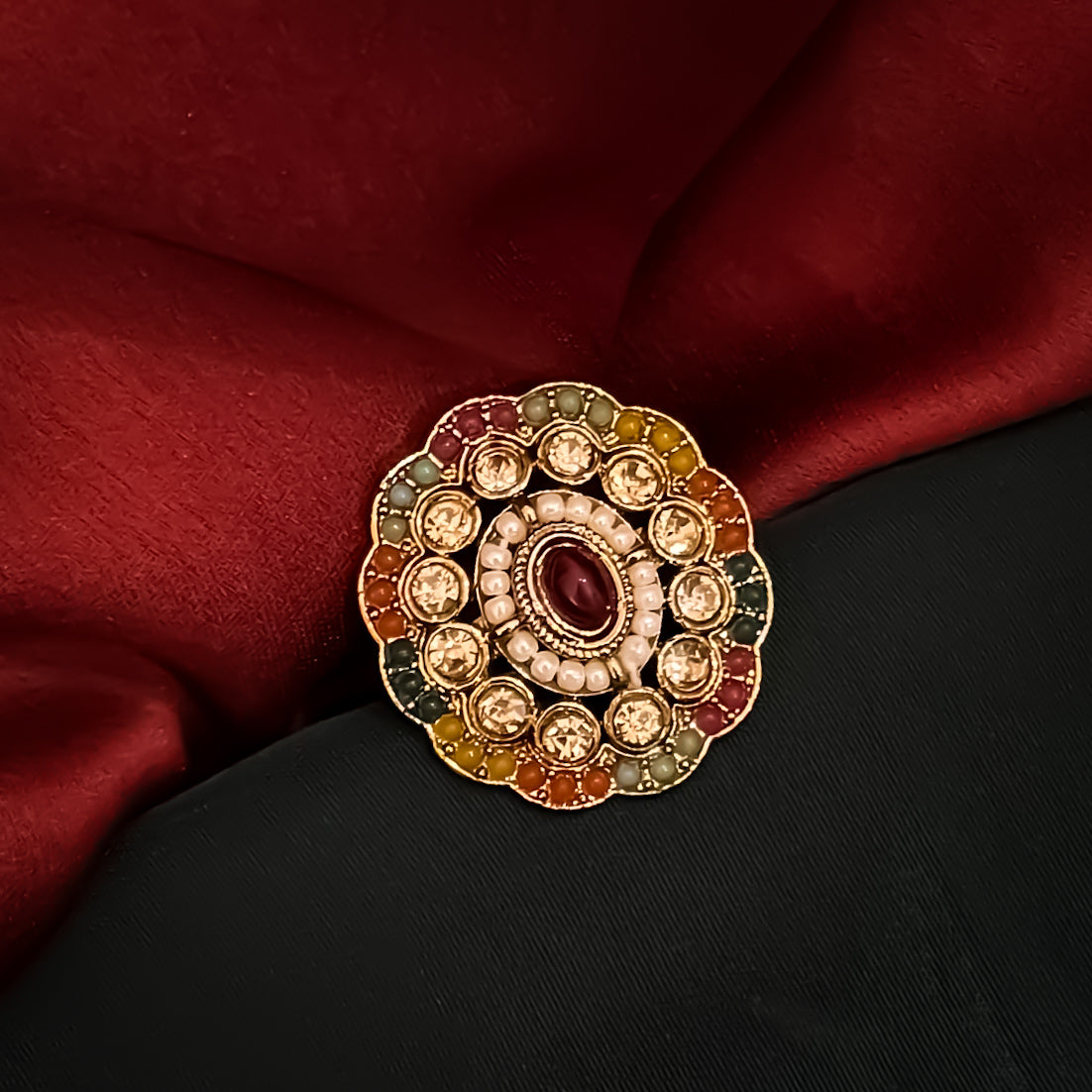 Koyal Jadau Adjustable Ring - Multi