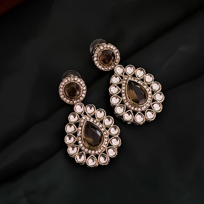 Israt Kundan Necklace Set - Mehendi Green