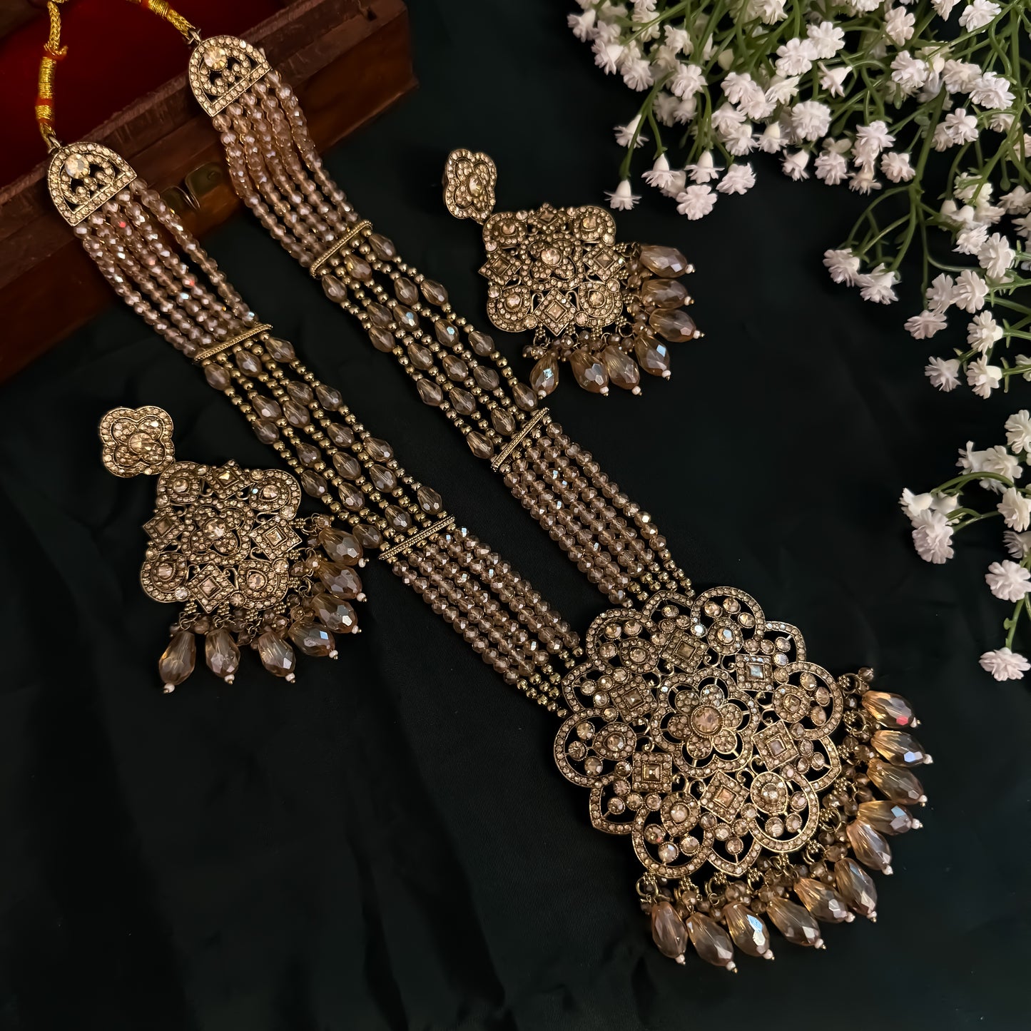 Mandala Jadau Reverse AD Necklace Set- Copper Golden