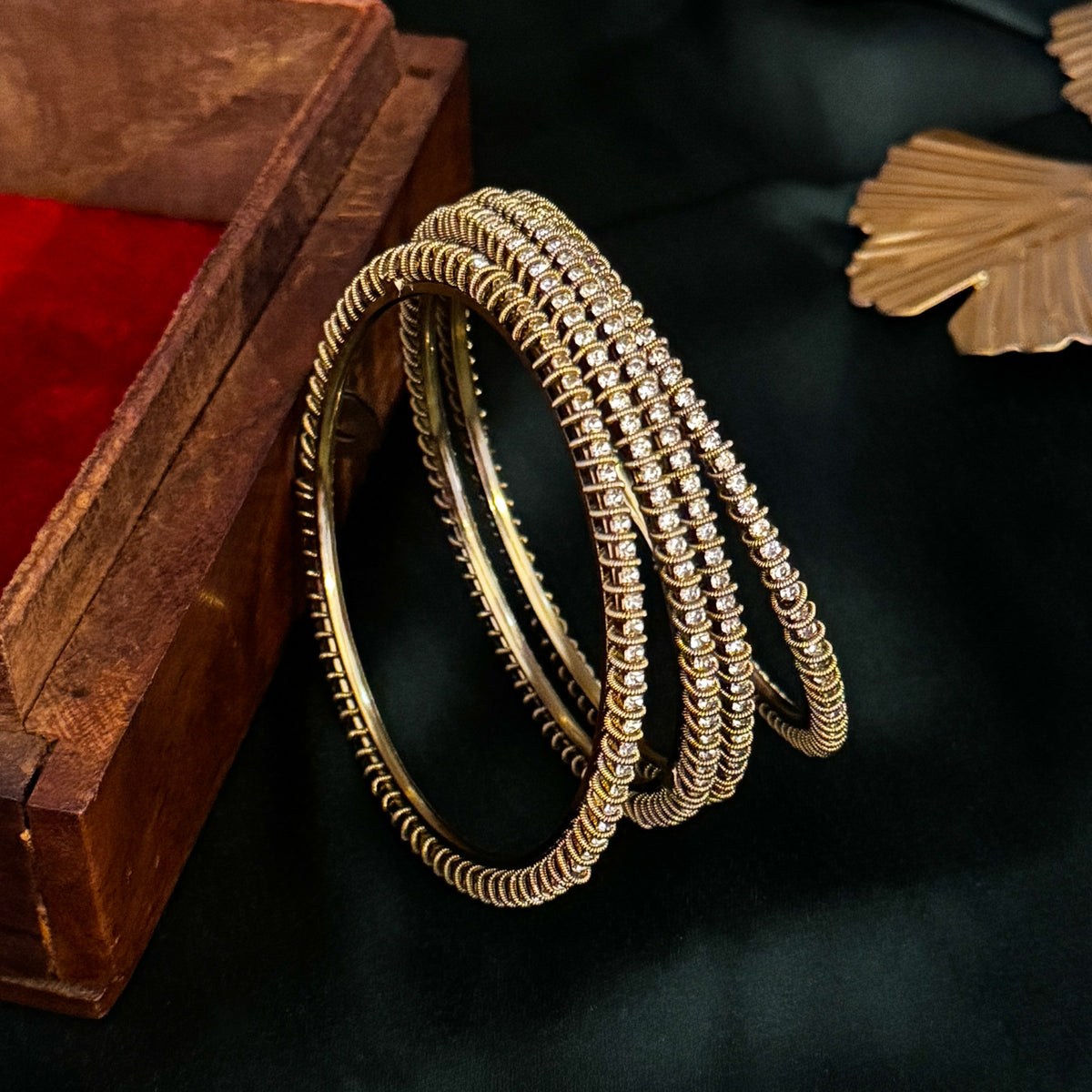 Lavanya Premium AD Bangles Golden (Set of 4)
