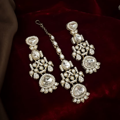 Jehana Premium Polki Lookalike Necklace Set - Golden