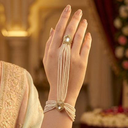 Kalki Kundan Haathphool (Pair) - Golden