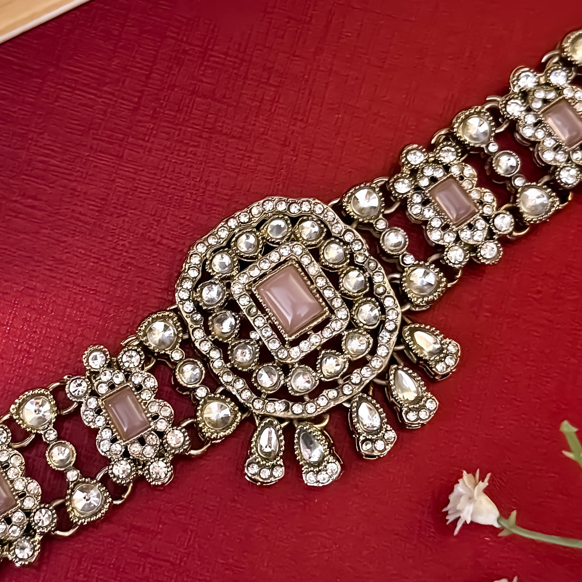Pastel Pink Ruhanika Kundan Choker Necklace Set