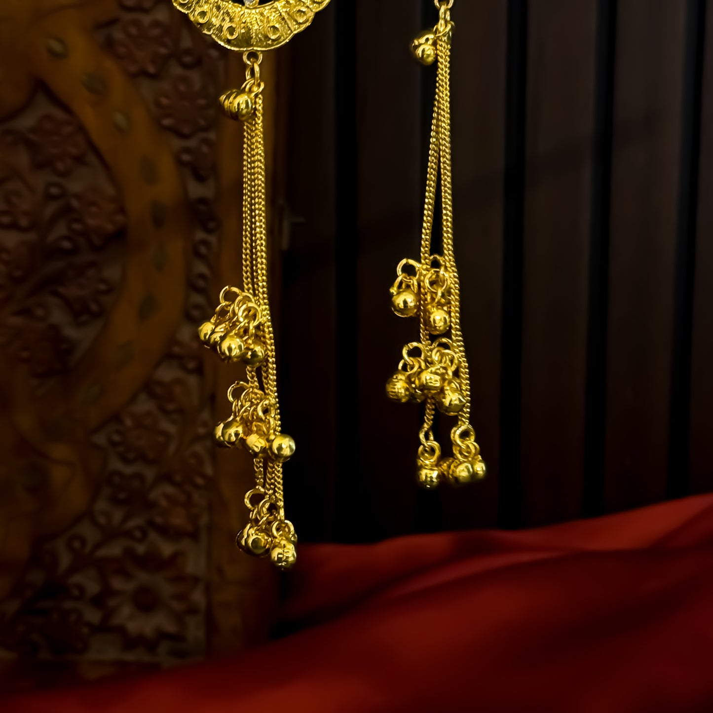 Ritika Kashmiri Brass Ghungroo Earrings - Black