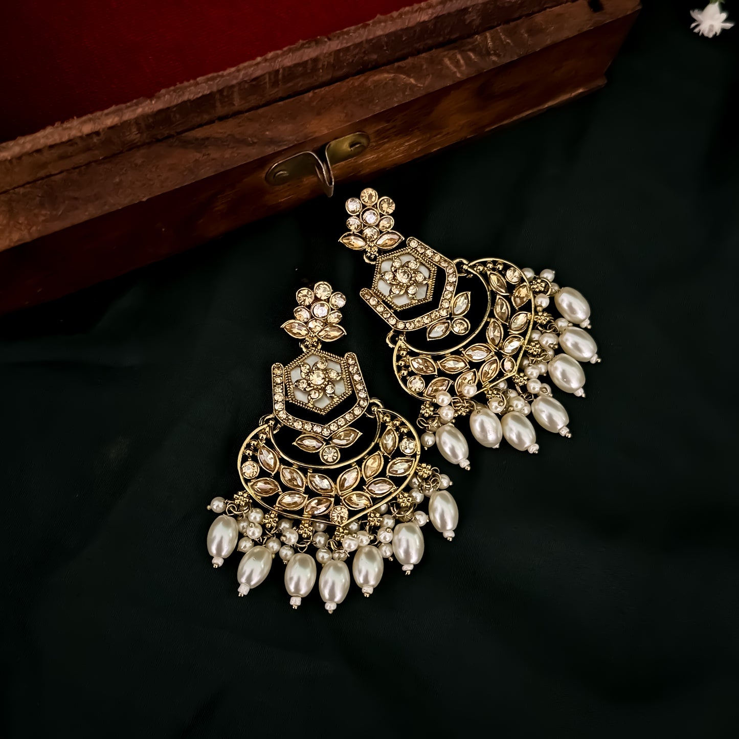 Mahal MOP Reverse AD Necklace Set - Golden