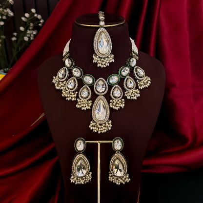 Lavanya Premium Kundan Necklace Set - Golden