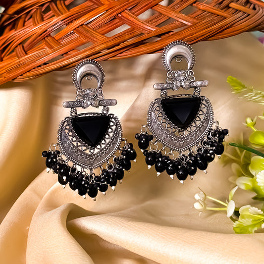 Monalisa Premium Brass Chabdbali Earrings - Black