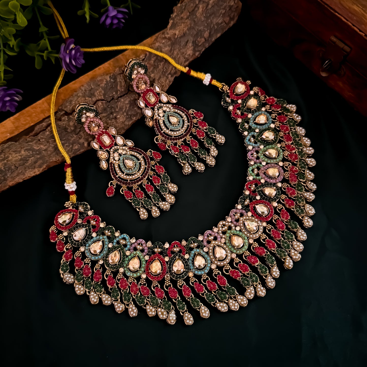 Lekhya Jadau Reverse AD Necklace Set