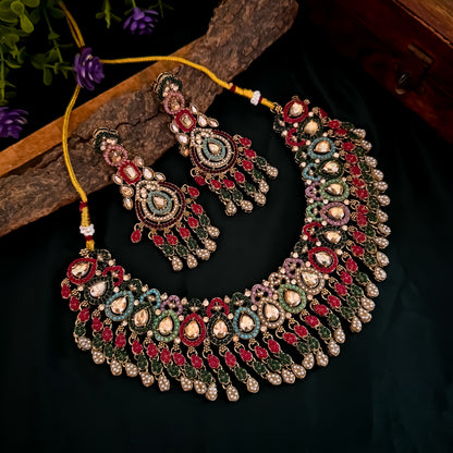 Lekhya Jadau Reverse AD Necklace Set